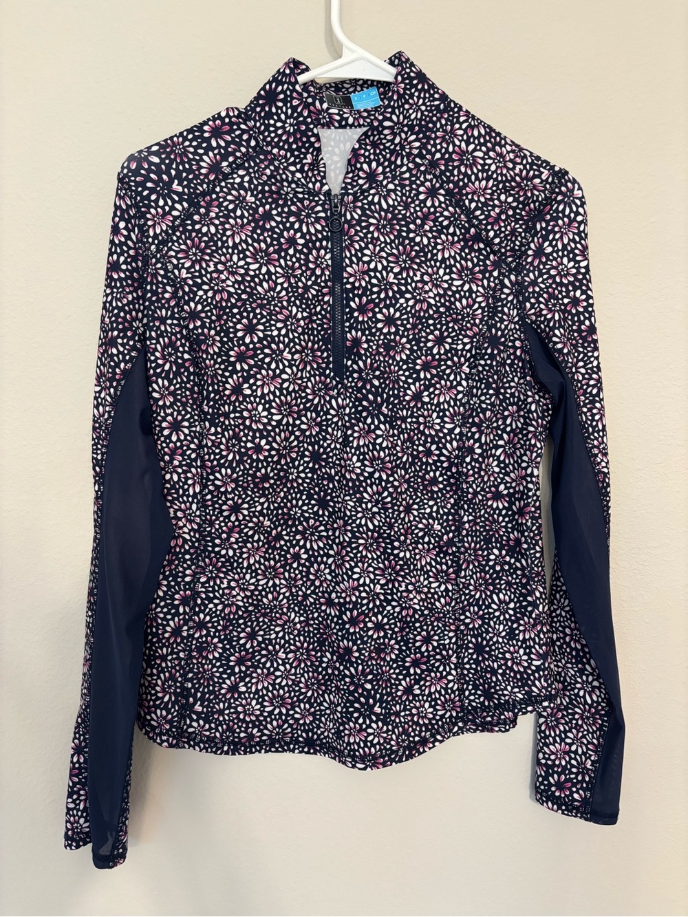 PGA Tour Women’s Navy Floral Half-Zip Performance Top